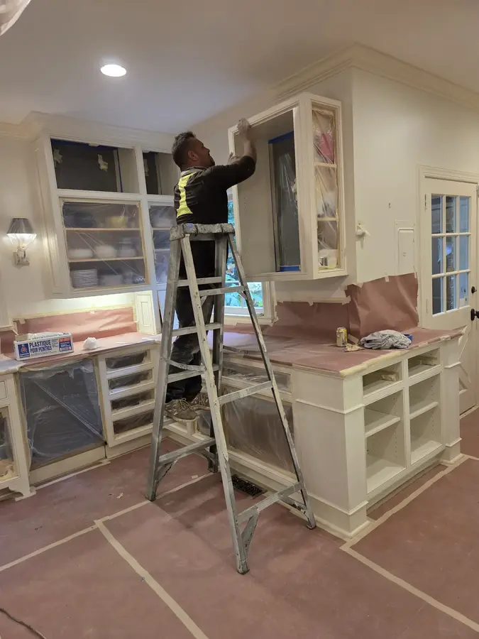 Painting in the South painter refinishing kitchen cabinets